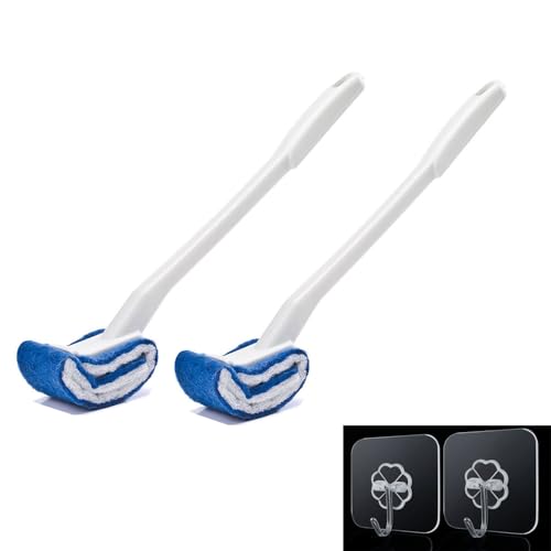 Toilet Brush Bowl Brush Bathroom Brush Under Rim Toilet Brush Scracth-Free Curved Good Grip Easy to use deep Cleaning No Scratching, Anti-Splashing Easy to Store (2pc White) - color: White