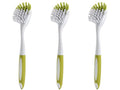 Dish Brush with Handle, Stiff Bristles Dish Scrubber for Pots, Pans & Sink Cleaning, 3 Pack - color: Yellow 3 Pack