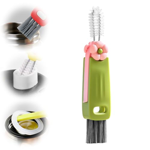3 in 1 Cup Lid Cleaning Brush, 2026 New Multifunctional Crevice Cleaner Set, Portable Silicone Brush for Baby Bottle Gaps & Tight Spaces, Home Kitchen Cleaning Tool (A-Green) - color: A-green