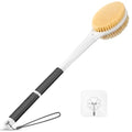 Back Scrubber Anti Slip for Shower: 18.1'' Long Handle Bath Brush with Stiff and Soft Bristles Body Exfoliator Wet or Dry Brushing for Women, Men, Elderly (Charcoal Gray) - size: Long Handle 18.1 in-Charcoal Gray