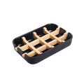 Bamboo Fiber Soap Holder & Dish Combination, Black | Bathroom Bar Soap Holder, Sink Deck, Bathtub, Shower Tray - color: Black