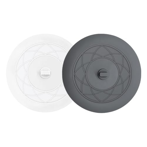 Tub Stopper 2PCS,Bathtub Drain Stopper,6 inches Bathtub Tub Drain Cover Stopper,Silicone Drain Plug,Kitchen Bathroom Hair Water Shower Stopper,Large Bathroom Laundry Accessories (Grey/White) - color: White/Grey