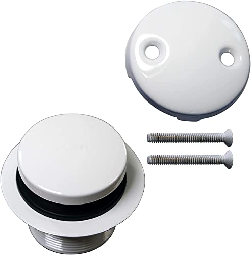 Westbrass R93-2-50 1-1/2" Coarse Thread Tip-Toe Bathtub Drain Trim Set with 2-Hole Overflow Faceplate, White - color: White, size: 1-Pack