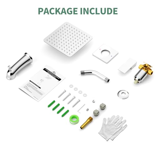 SunCleanse Tub Shower Faucet Set with Pressure Balance Valve, 8-Inch Rain Shower Head and Tub Spout, Single-Handle Shower Trim Kit, Shower Head and Handle Set for bathroom, Chrome - color: Chrome