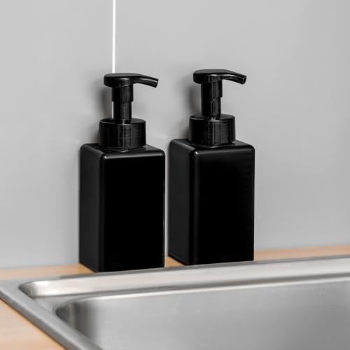 UUJOLY Foaming Soap Dispenser, 22oz Refillable Pump Bottle Plastic for Liquid Soap, Shampoo, Body Wash, 4 Pcs, Black - size: 4 Pack/22oz