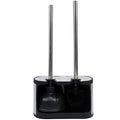 Casaphoria Stainless Steel Toilet Bowl Brush with Holder and Plunger Set, Freestanding Canister for Bathroom, 2 in 1 Hideaway Holder Heavy Duty Unclogger Plunger - style: Deluxe Long_handle