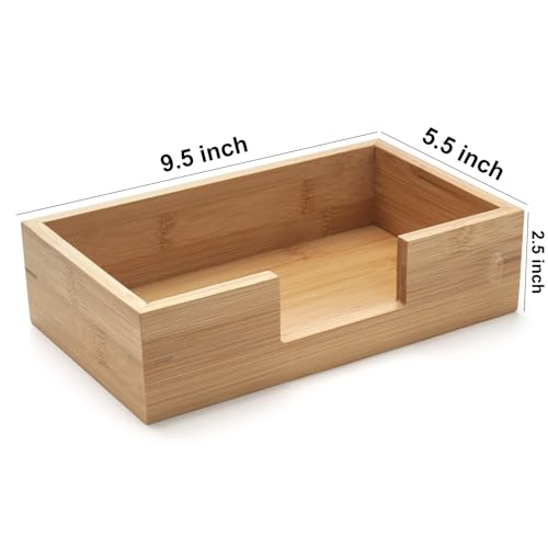 Bamboo Napkin Holder Rectangular, 9.5" x 5.5" x 2.5", Wood Guest Towel Tray, Wooden Paper Towels Holder for Kitchen/Bathroom Countertop - size: 9.5" x 5.5" x 2.5"