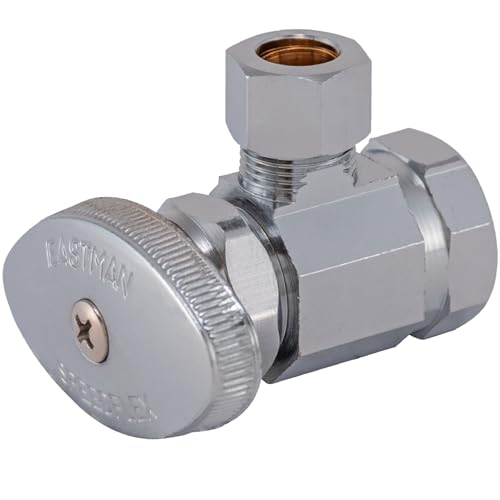 Eastman 3/8 Inch OD Compression x 1/2 Inch FIP Compression Multi-Turn Angle Stop Valve, Brass Plumbing Fitting, Chrome, 04322LF - size: 3/8 in. OD x 1/2 in. FIP