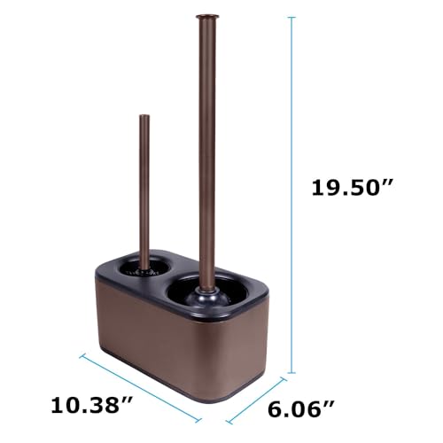 Blue Donuts Toilet Brush and Plunger Set with Holder, Sleek Minimalist Modern Oil Rubbed Bronze Bathroom Accessories Toilet Plunger and Toilet Bowl Brush Combo - color: Bronze
