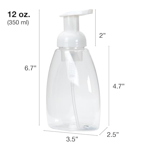 Ginger Lily Farms Foaming Soap Dispenser, Refillable Plastic Pump Bottles for Liquid Hand Soap, 12 oz. Clear Bottle with White Pump, 2-Pack - style: 12 Oz Clear