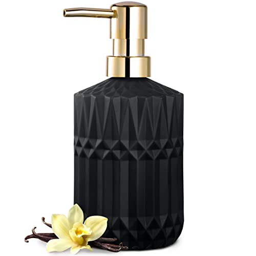 EMPO Matte Black Glass Soap Dispenser with ABS Plastic Pump, Lotion Dispensers for Kitchen, Bathroom (Black) - color: Matte Black