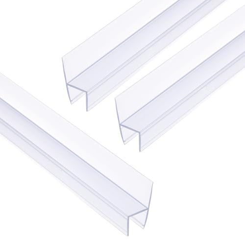 uxcell Shower Door Side Seal, H-Type Shower Door Sweep for 1/2" Glass 78.5" Long (15.7" x 5 Pcs), 3 Section Segmented Frameless Glass Door Seal Strip, Stop Shower Leaks, Clear - size: 1/2" Glass 78.5" Long