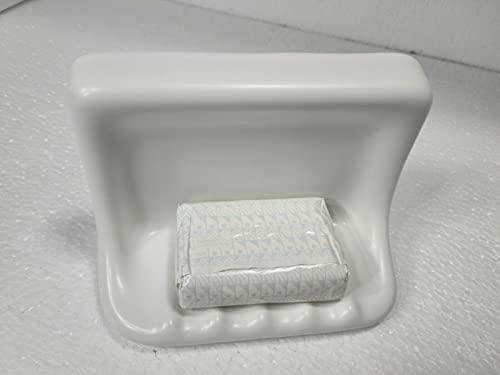 Bright White Matte Ceramic Soap Dish Tray Tile in Daltile Color 0790 Mid Century Modern Retro