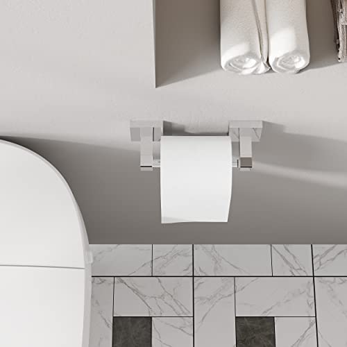 Ruacq Toilet Paper Holder Chrome 2 Pack Double Post Pivoting Square Tissue Holders Roll Holder Hangers Toilet Paper Stand Stainless Steel and Zinc Alloy Modern Wall Mounted - color: Chrome, size: Square-2pcs