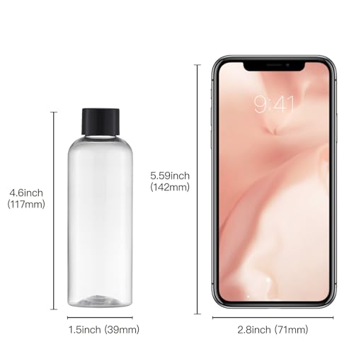 Tekson Plastic Travel Bottles 3.4 oz, Travel Size Containers for Shampoo, Empty Mouthwash Bottles with Black Screw Cap (100ml, Clear) - color: Black