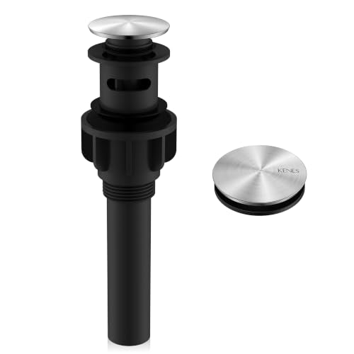 KENES Bathroom Sink Drain Stopper Pop up Sink Drain with Overflow, Brushed Nickel Lavatory Bathroom Vanity Sink Drain Assembly, Built-in Anti-Clogging Strainer - color: Brushed Nickel, size: Big Pop up Cap (With Overflow)