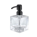 Square Bathroom Soap Dispenser Black, 8.4 oz Glass Bottles with Stainless Steel Pump Cube Liquid Hand Soap Dispenser Kitchen - color: Black, size: 8.4oz-Square