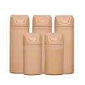 RIES Essential Refillable Toiletry Travel Bottles Airless Pump Set | TSA Approved, Leak Proof Airless Pump, BPA Free Recycled Plastic, 5 Piece Sand Color Set, Dishwasher Safe - color: Sand