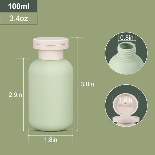 ASEVAT Leak Proof Travel Bottle with Flip Cap, Shampoo and Conditioner Bottle Set, Refillable Containers for Lotion, Cream Shampoo (Green+Blue+Pink, 3.4 Ounces) - color: Green+Blue+Pink, size: 3.4 Ounces