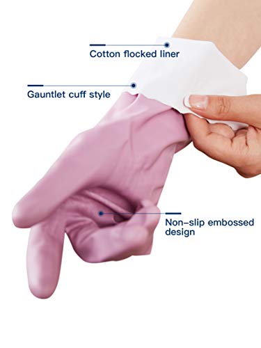 LANON wahoo Skin-Friendly Cleaning Gloves, Dishwashing Kitchen Gloves with Cotton Flocked Liner, Reusable, Non-Slip, Mauve Mist, Small - color: Mauve Mist, size: Small (Pack of 1)