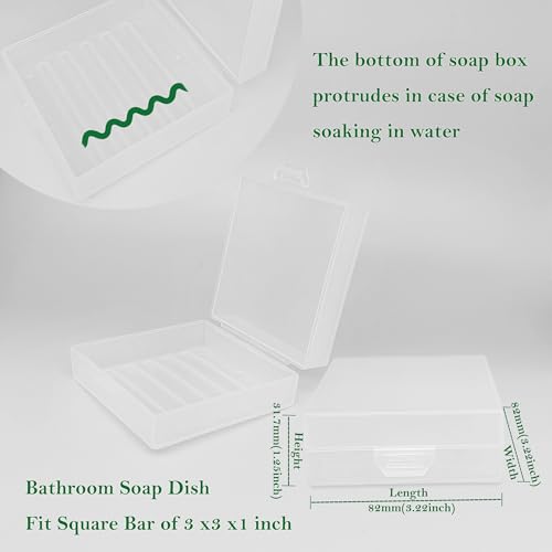 Soap Holder 2 Pack, Shower Bar Case Box Fit Dr Squatch, Waterproof Travel Container with Lid, Square Bathroom Soap Dish for Camping Gym Outdoor Traveling (Translucent) - color: Translucent