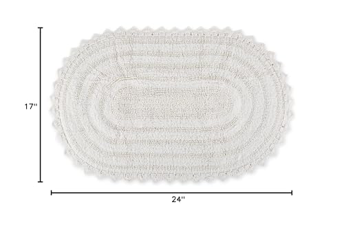 DII Crochet Collection Reversible Bath Mat, Small Oval, 17x24, White - color: White, size: 1'5" x 2' (Oval)