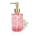 Glass Soap Dispenser with Gold Pump, Bathroom Soap Dispenser, 330ml Hand Foam Lotion Dispenser, Refillable Liquid Soap Bottle for Kitchen, Hand Sanitizer, Lotion (Pink) - color: Pink&gold