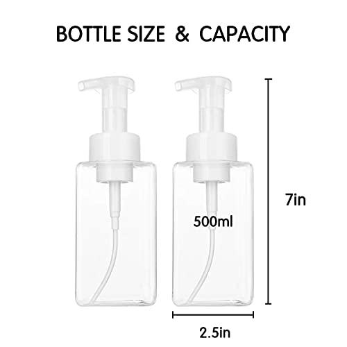 2 PCS-Foaming Soap Dispenser, Hand Soap Dispenser, Refillable Foam Liquid Hand Soap Empty Plastic Pump Bottle Container for Bathroom Vanities, Kitchen Sink, Hospital, Clinic（17 oz ） (Transparent) - color: Transparent