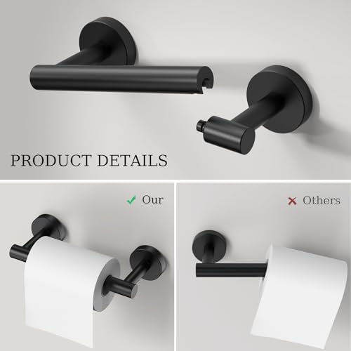 Matte Black Toilet Paper Holder Wall Mount & Towel Holder, Bathroom Hardware Set-SUS304 Stainless Steel Double Post Pivoting Tissue Roll Holder and Hand Towel Ring Set for Bathroom, RV - color: Matte Black