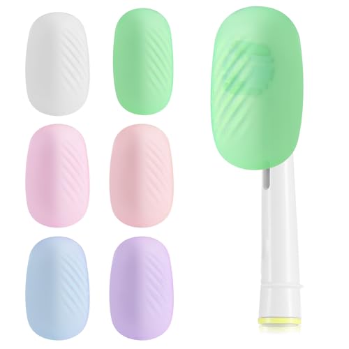 Lapfoon 6 Pack Toothbrush Covers, Tooth Brush Cover Cap for Electric & Regular Toothbrush Head - color: Green