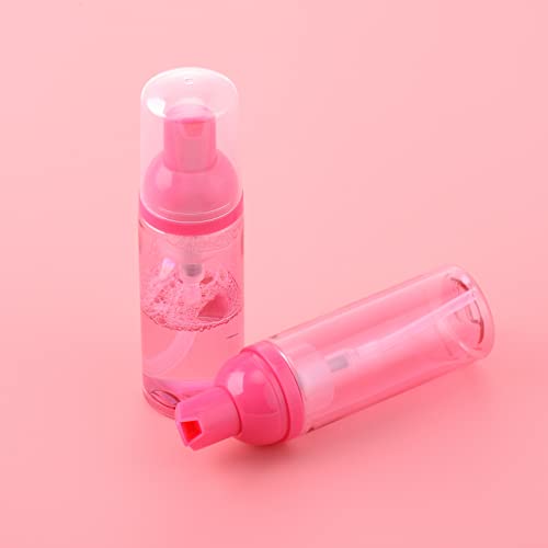 Travel Foam Pump Bottle - 2oz Small Size Foaming Hand Soap Dispenser - Mini Portable Mousse Lash Shampoo Kit Container for Hair - Empty Leak Proof Plastic Rose Red Foamer 3Pack - color: Rose Red