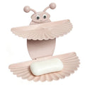 Double-Deck Soap Dish Holder for Shower, Bee Shape Wall Mounted Soap Holder with Strong Adhesive, Self Draining Soap Tray, No Drilling Bathroom Accessories, Nordic Pink - size: 7"×6.5"