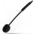 Silicone Back Scrubber for Shower, 17" Lengthen Long Handle Body Brush, Double Sided Shower Brush for Shower Exfoliating and Massage, Can Produce Rich Foam, Non Slip Grip Back Scrubber for Men - color: Black
