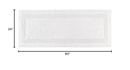 THE BEER VALLEY Reversible Bath Runner Rug 2x5 Feet - White | Cotton Absorbent Soft Runners for Bathroom, Washable Toilet Throw Thick Rugs - color: White, size: 2' x 5' (Rectangular)