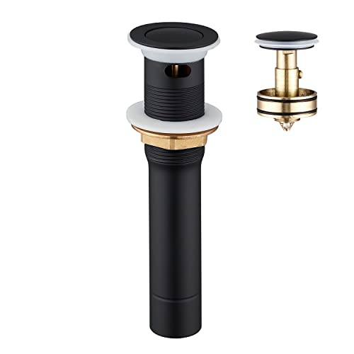 CREA Bathroom Sink Drain, Bathroom Sink Stopper with Drain Hair Catcher Pop Up Drain 1 1/2" for Bathroom Vanity Kitchen Sink with Overflow, Matte Black - color: Matte Black