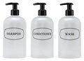 16 oz Plastic Shampoo Conditioner Wash Dispensers (Frosted) | pump bottles, lotion pumps, high-viscosity, clear matte finish, shower containers - color: Clear/White/Black
