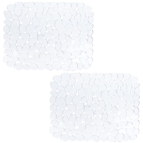 Bligli Pebble Sink Mat for Stainless Steel/Ceramic Sinks, PVC Eco-friendly Sink Protectors for Bottom of Kitchen Sink, Dishes and Glassware, Fast Draining, 15.7 x 11.8 inch (2 PACK, Clear) - color: Clear