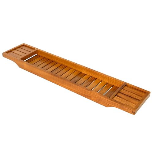 VaeFae Teak Bathtub Tray, Wooden Bath Caddy for Bathtub, Bath Tub Wood Table for Tub - size: 33.8" x 6" x 1.8"