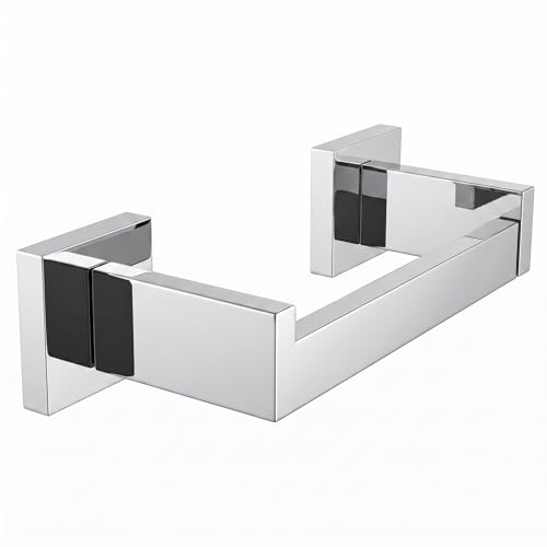 Toilet Paper Holder Wall Mount Polished Chrome, Stainless Steel Toilet Tissue Roll Holder Bathroom Square Toilet Paper Towel Roll Holder, Double Post Pivoting Tissue Handle - color: Polished Chrome