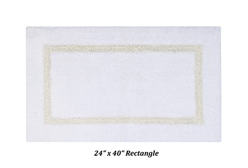 Better Trends 100% Cotton Hotel Collection Bath Mats Set, White & Ivory Mats - Tufted, Reversible & Absorbent & Machine Washable 2 Piece Bathroom Rug Set, Shower & Sink Bath Rug - color: White & Ivory, size: 2 Piece Set (17" x 24" | 24" x 40")