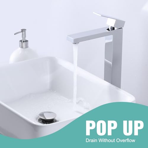 Bathroom Sink Drain Without Overflow, ARCORA Chrome Pop Up Drain for Vessel Sink Clicker Drain Stopper - color: Chrome-1 Pack, style: Pon Up Without Overflow
