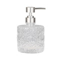 Marcella Glass Soap Dispenser with Soap Pump, Refillable 14 Ounce Capacity, Floral Design Rose Patterns, Heavy Weight Thick Glass for Bathroom, Premium Kitchen Soap Dispenser Clear - color: Clear