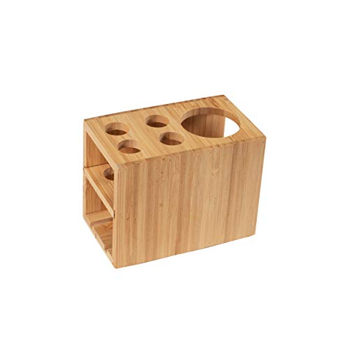 Bamboo Naturals Toothbrush Holder, Stores 4 Toothbrushes and 1 Toothpaste, Made of 100% Sustainable Bamboo, Stylish Bathroom Organizer Accessory, Easy to Clean and Odor Resistant