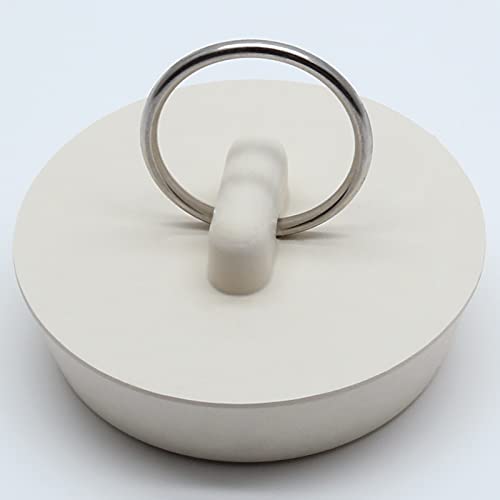 Bonsicoky Rubber Drain Stopper, 1-5/8 to 1-3/4 Inch, White, 2Pcs | Bathtub Drain Plug, With Hanging Ring, For Kitchen and Bathroom - size: 1-5/8 Inch to 1-3/4 Inch
