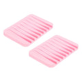 uxcell 2 Pcs Self Draining Silicone Soap Dishes, Soap Tray with Drainage for Bathroom Shower Kitchen Sink, 4.5" x 3.1" x 0.4", Light Pink - color: Light Pink