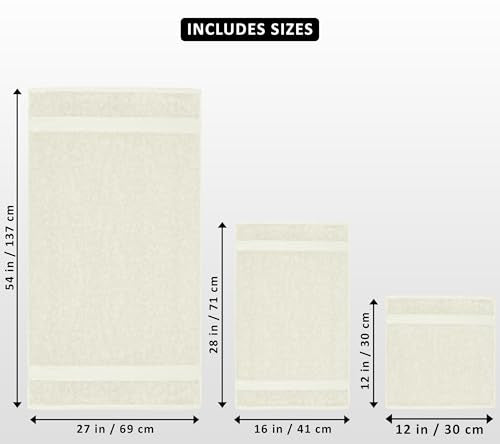 Utopia Towels 8 Piece Luxury Towel Set – Majestic Plush, Super Absorbent & Quicker-to-Dry, Thick 100% Ring Spun Cotton Towels for Bathroom, Spa & Hotel – 2 Bath, 2 Hand, 4 Washcloths, Ivory - color: Ivory, size: 8 Pieces Towel Set
