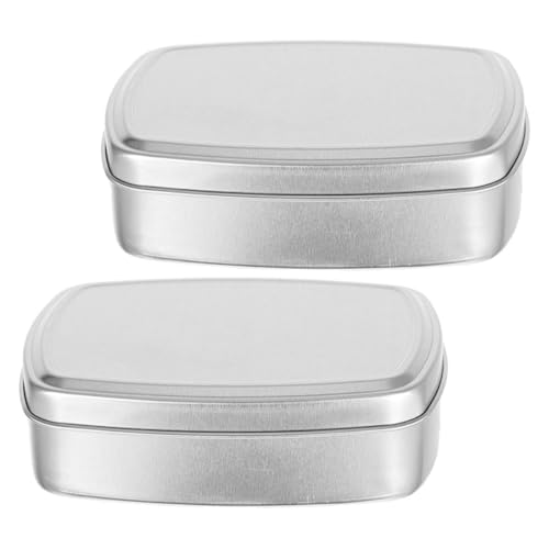 OUNONA Aluminum Cream Box and Soap Holder Set 2pcs 150ml Small Metal Storage Case with Lid Portable Soap Bar Holder for Travel Bathroom Toiletries Organization