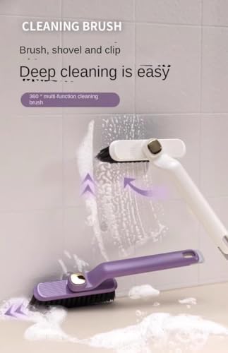 Multifunctional Rotating Cleaning Brush Two-in-One Gap Cleaning Brush Cleaning Brush Bristle Bathroom Tile No Dead Angle Floor Seam Brush Wall (White)