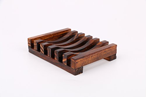 Anwenk Wooden Soap Dish Soap Holder Saver Tray for Bathroom Shower Kitchen Drainer Hand Craft Rectangular for Soap,Sponges and More (1Pack) - color: Bronze