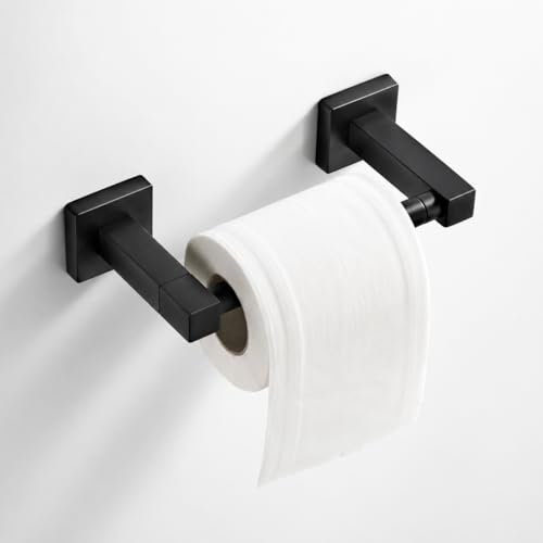 Matte Black Toilet Paper Holder Wall Mount, Bathroom Toilet Paper Holder for SUS 304 Stainless Steel, Double Post Pivoting Square Toilet Paper Roll Holder for Bathroom RV Paper Towels for TP - color: Square Matte Black